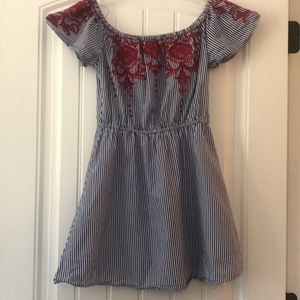 Francesca’s navy and white striped dress